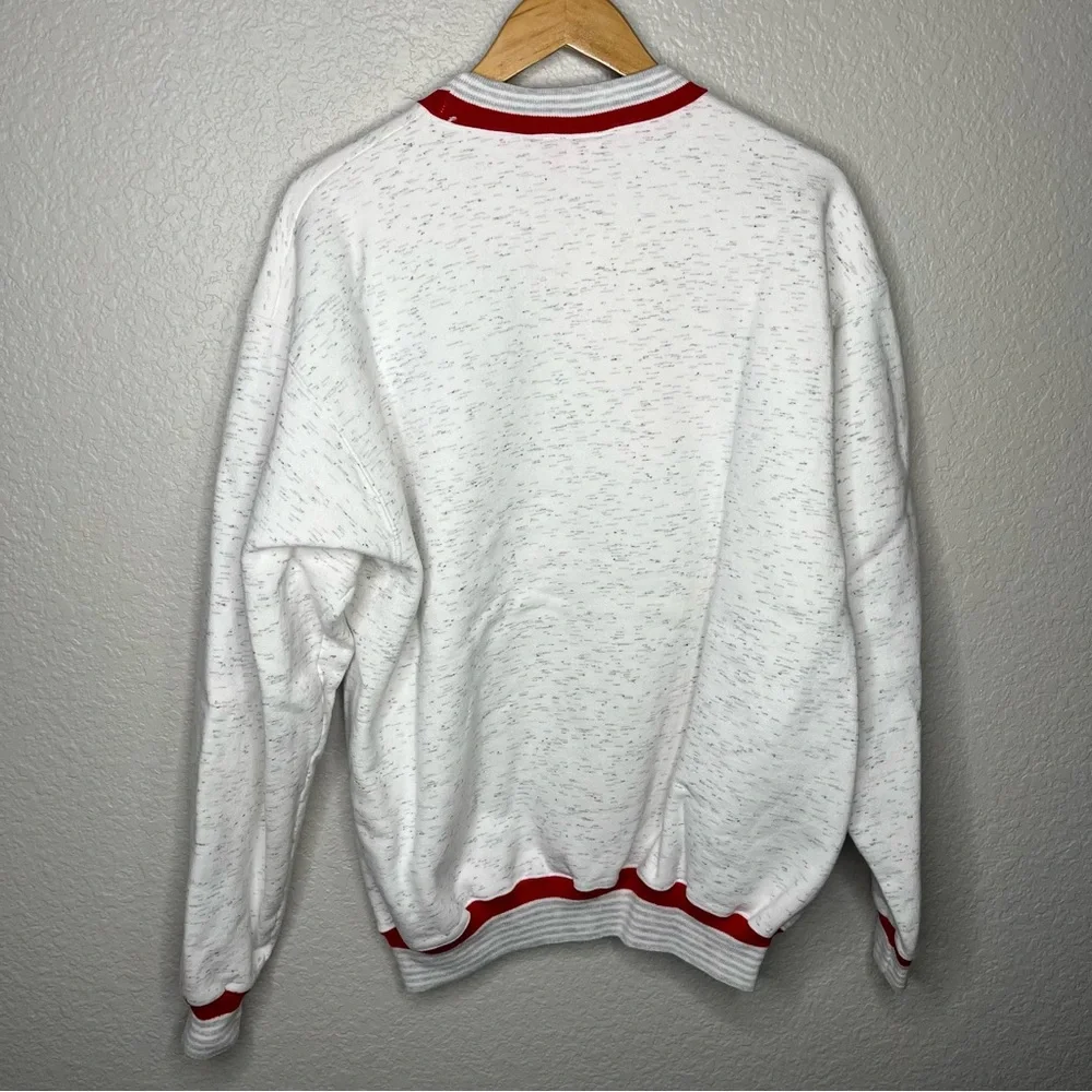 Vintage 90s Ohio State Buckeyes Crewneck Sweatshirt White Red Ringer Size Large‎